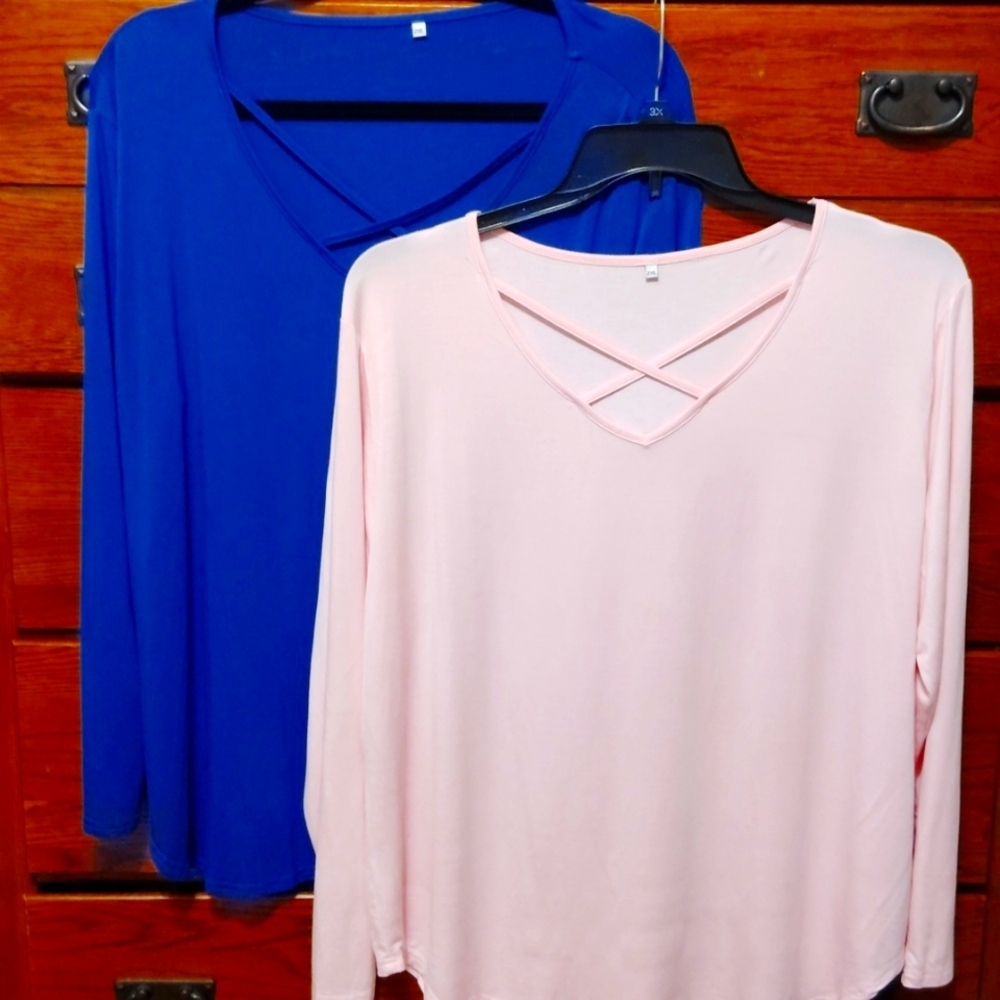 Bundle of 2 Vibrant Blue and Pink Long Sleeve Tops